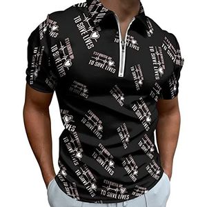 Mooie dag om levens te redden Half Zip Up Polo Shirts Voor Mannen Slim Fit Korte Mouw T-shirt Sneldrogende Golf Tops Tees L