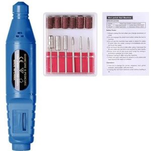 Professionele materiaal nagelboormachine elektrische nagelschuurmachine frees for manicure set gel polish remover gereedschap(Blue)