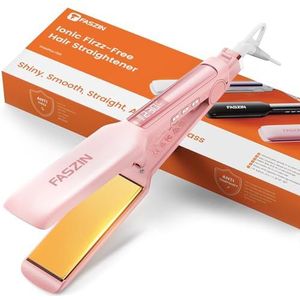 Faszin Professionele stijltang, 42 mm brede titanium platen met negatieve ionenfunctie, 30 seconden snel opwarmen, real-time weergave van de temperatuur, 11 instelbare temperatuurstanden (130-230 °C),