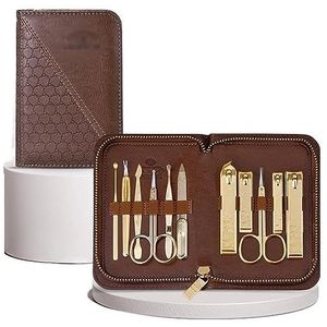 Nagelknipperset Manicureset Professionele 11-in-1 nagelknipperset, roestvrijstalen manicureset met luxe PU lederen tas, scherpe nagelverzorgingsset for mannen Pedicurehulpmiddelen voor voeten