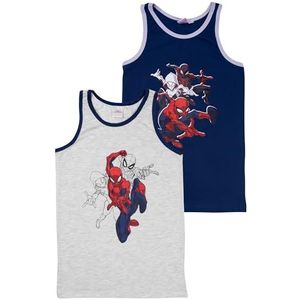 Marvel Spider-Man onderhemd voor jongens - kinderen tank top hemdje ondergoed grijs / blauw (verpakking van 2), grijs/blauw, 122-128