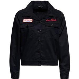 Queen Kerosin Dames Workwear Jacket | Vintage Jacket | Worker Jacket | Vintage | Retro | 50S | Dames | Motorcycle | Biker Faster Then The Wind, zwart, L