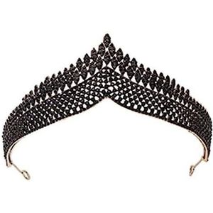 Bruidsdialoog, bal tiara, prinses tiara, volwassen Zwart Kristal Strass Kronen Bruid Koningin Prinses Bruiloft Haaraccessoires Elegante Tiara Diadeem Vrouwen Sieraden Meisjes Sieraden (Size : 7)