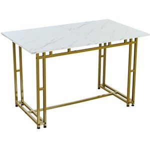 Aunvla 120 x 70 cm, lichte luxe eettafel, (1 stuks), frame van metaal, rechthoekige eettafel, moderne keukentafel met metalen poten, voor eetkamer, woonkamer, gouden tafelpoten