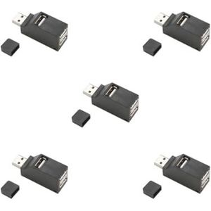 5 set Draagbare Hoge Snelheid USB naar 3 poort USB2.0 Hub Splitter Adapter voor PC Zwart