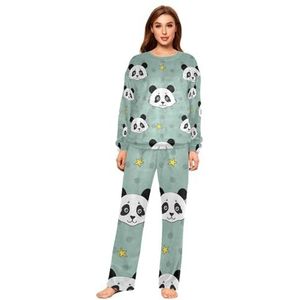 YOUJUNER Pyjama sets voor vrouwen, schattig dier panda-patroon winter warme nachtkleding zomer loungewear set pyjama nachtkleding set, Meerkleurig, XL