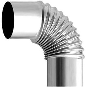 Kachelpijp, RVS pijpbocht, Kachelpijp Elleboog Ventilatie 90 graden Voering Rookkanaal Verlengpijp Schoorsteen(100 mm)