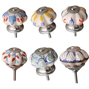 Keramische Knoppen Vintage Kastknoppen, 5 stks handgeschilderde DIY keramische ronde-keramische deurknop-kast lade handgrepen-baby kind kindermeubilair lade knop(Color:Multicolore)