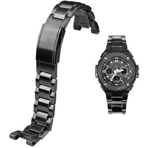 Geschikt for Casio G-Shock roestvrijstalen horlogeband GST-210 GST-W300 GST-400G GST-B100 S100D/S110D/W110 Metalen armband Horlogeband (Color : Black, Size : 26mm)