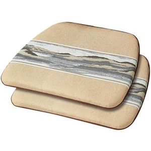 Zitkussens voor eetkamerstoelen, Stoelkussens set van 2 eetkamerstoelkussens, nieuwe Chinese stijl stoelkussens for eetkamerstoelen hoefijzer stoelkussens met afneembare stropdassen(Beige,40x42cm)