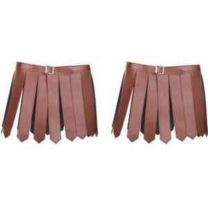 Siepificius 2 set Romeinse Gladiator Rok Rave Party PU Cosplay Verstelbare Romeinse Krijger Kostuum Bruin Diep Bruin 110 cm