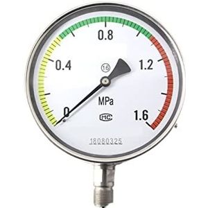 Schokbestendige manometer roestvrijstalen manometer olie-gevulde vacuümmeter micro-drukmeter luchtdrukmeter(0~0.16)