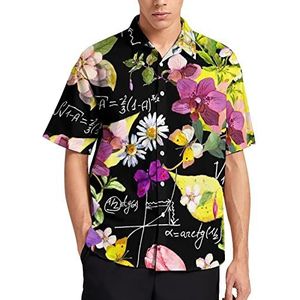 Wiskundige grafiek en formule Hawaiiaanse shirt voor mannen zomer strand casual korte mouw button down shirts met zak