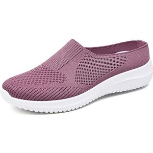 Gebreide Mesh Pantoffels Orthopedische Schoenen for Dames Zomer Ademende Sneakers Vrije Tijd Moeder Sandalen Lente Platform Wandelschoenen Lichtgewicht Comfortabele Sneakers (Color : Purple, Size :