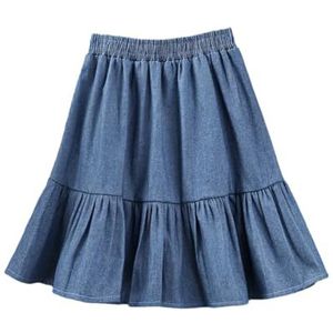 Pegsmio A-lijn denim minirok voor dames, zomer, patchwork, elastische hoge taille, zoom, korte rok, Blauw, Eén Maat