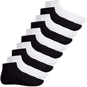 Footstar Heren- en damessokken met korte schacht (10 paar) kwartsokken van katoen - Sneak it!, mix zwart/wit (5x zwart + 5x wit), 39-42 EU