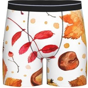 GRatka Boxer slips, heren onderbroek boxer shorts been boxer slips grappig nieuwigheid ondergoed, herfst botanische blad, zoals afgebeeld, XXL