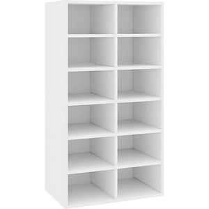 vidaXL Schoenenrek Schoenenplank Schoenenschap Schoenenkast Rek Opbergrek Opbergmeubel Schoenenmeubel Opbergschap Schoenenrekken Bewerkt Hout Wit