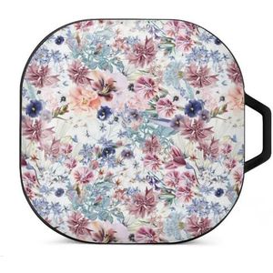 Roze tulp bloemen oordopjes hoesje compatibel met Samsung hard shell beschermhoes zwart-stijl