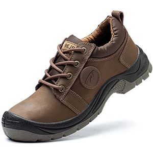 Veiligheidsschoenen heren dames werkschoenen met stalen kap S3 werkschoenen licht ademende sportieve sneaker beschermende schoenen Brown 36