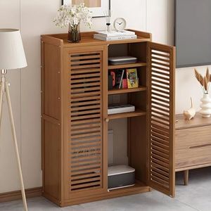 LIUWOPA WiFi-router verborgen doos en media-opbergkast - vrijstaande organizer met dubbeldeksplank voor thuis/kantoor - stijlvol zwart ontwerp (58,9 x 24,9 x 97 cm)