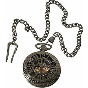 Automatische Skelaton Dial Coin Pocket Horloge Mechanische Peaky Blinders Vintage Dubbele Hunter, Zwart,