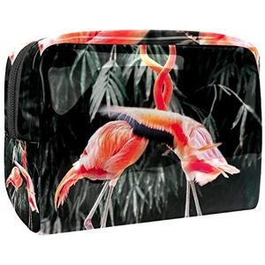 Draagbare make-up tas met rits reizen toilettas voor vrouwen handige opslag cosmetische zakje flamingo dier
