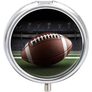 American Football Pillendoos Ronde Draagbare Kleine Pil Case Waterdichte Reizen Pillendoos Organizer voor Pocket Purse en Dagelijks Gemak