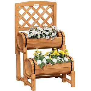 Outsunny bloembak met verhoogd bed en latwerk in rustiek design voor tuin