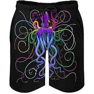 Elegante Gekleurde Elegante Octopus Heren Zwembroek Gedrukt Board Shorts Strandshorts Badmode Badpakken met Zakken L