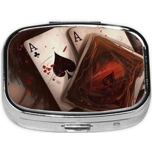 Speelkaarten Pillendoosje 2 Compartimenten Pillendoos Draagbare Metalen Pil Organizer Leuke Reizen Pil Container Vitamine Organizer voor Portemonnee Pocket Reiscadeau