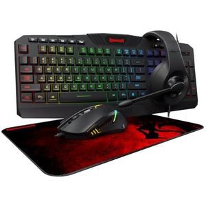 Redragon S101-3 Gaming-toetsenbord-muiscombinatie met RGB-achtergrondverlichting, programmeerbaar toetsenbord en muis (800-7200 DPI), muismat, combo alles-in-1 pc-gamerbundel