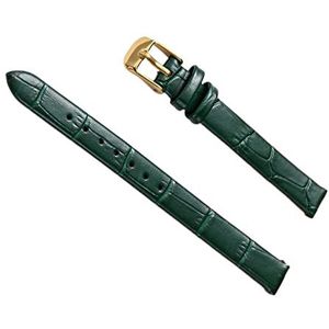 SZCURC Horlogebandje van echt leer, 8-20 mm rundleer, met gereedschap, elegante en duurzame reservearmband voor horloges, groen/goud, 18 mm