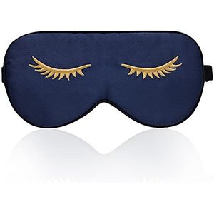 Slaapmasker van 100% zijde met verstelbare riem, comfortabel en superzacht (patroon marineblauw) 4