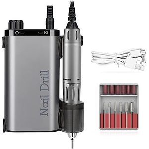 Elektrische nagelvijl, 35000 rpm elektrische nagelboormachine for manicure, freesset for gelpolijsten, nagelboorpen Salon nagelapparatuur voor zowel natuurlijke als kunstnagels (Color : Sky grey, Si