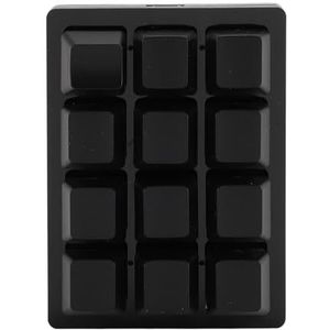 Programmeerbaar Macrotoetsenbord 12 Toetsen Mechanisch Gamingtoetsenbord Draagbare USB-kabel voor Thuisschool (BLACK)