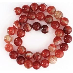 Natuursteen Rode Carneool Gestreepte Agaat Kralen voor Sieraden Maken DIY Armbanden Ketting Levert 4/6/8/10/12mm 15''-Rood Gestreepte Agaat-6mm 59 tot 61 stks