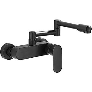 Wall Mounted Kitchen Taps Black Kitchen Taps Mixer Folded 360° Rotatable Kitchen Sink Tap-Single Mode,Single Mode