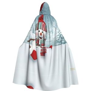 WURTON Ondeugende sneeuwpop print capuchon mantel unisex volwassen mantel Halloween kerst capuchon cape voor vrouwen mannen