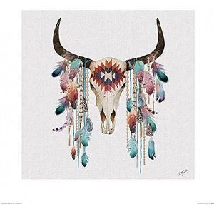 1art1 Schedels Poster Tribal Skull, Summer Thornton Kunstdruk Reproductie 60x60 cm