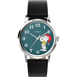 Timex Marlin Hand-Wound x Snoopy Holiday 34mm lederen band horloge TW2V63200, Groen