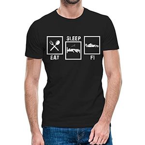 Heren Eat Sleep F1 T-shirt Formule 1 Race Sport top Verjaardag Tee klein tot 5XL (Zwart, L)