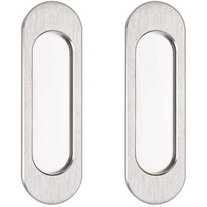 Morobor Zelfklevende ovale schuifdeur-handgrepen, 2 stuks aluminium verzonken trek-handgrepen, zonder frezen, voor schuifbare schuurdeuren, ramen en kasten (geborsteld staal, 100 mm)