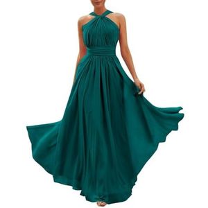 Chiffon bruidsmeisjesjurken voor dames, voor bruiloft, strapless galajurken, cocktailjurken, grote maten, Turkoois, 42