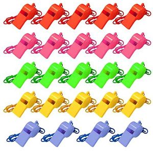 TAFACE 24 stuks kleurrijke fluitjes, jubelfluitje, kindertrainings-sportfluitje met omhangband, geschikt voor schoolwedstrijden, teamspel, vakantiefeest