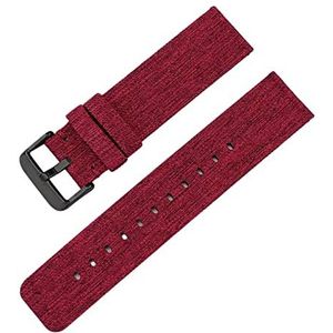 Horlogebandjes voor mannen en vrouwen, horlogeband 12-22 mm heren dames snoepkleur geweven nylon canvas horlogeband vervanging elegante zweetabsort horlogeband (Color : Red black Clasp, Size : 22mm