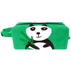 Cosmetische tas,kleine handtas make-uptas voor damesportemonnee,Groene Originele Panda,make-uptasjes voor op reis