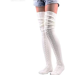 Settoo Winterkniekousen voor dames, overknee, wollen sokken met bontkousen, super zacht en verwarmend, 85/105 cm