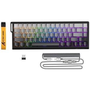 ATTACK SHARK X68PRO HE Rapid Trigger Draadloos Toetsenbord, 0,01mm RT Nauwkeurigheid 8000Hz Bedraad Gaming Magnetische Toetsenbord, Verstelbare Activering, Snap Tap,C01 Gewonden Kabel - Zwart Gradiënt
