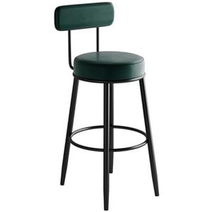 Barkruk, Moderne Industriële Barkruk Met Rugleuning, Metalen Frame Barkruk Met Voetsteun, Gestoffeerde Lederen Zitting, Geschikt For Keuken, Restaurant, Bar, Kantoorruimte (Color : Green, Size : 40x